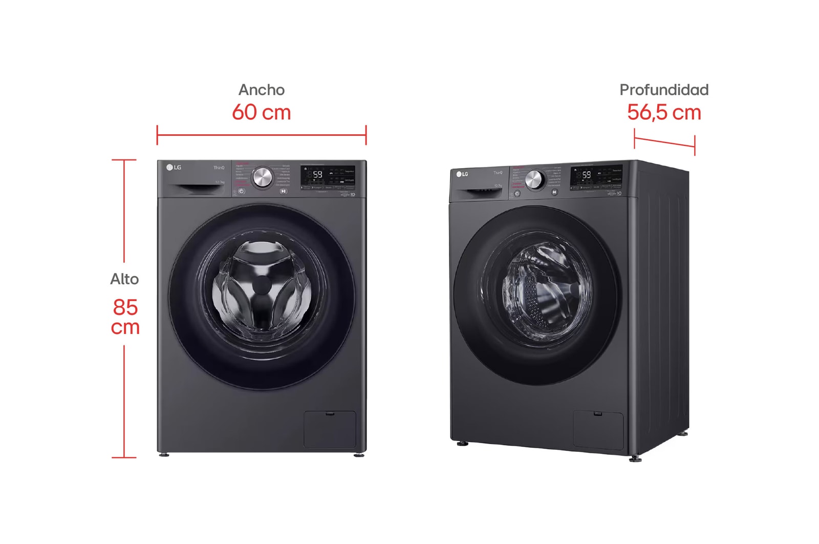 Lavadora LG wd12mvc5s6,dimensiones